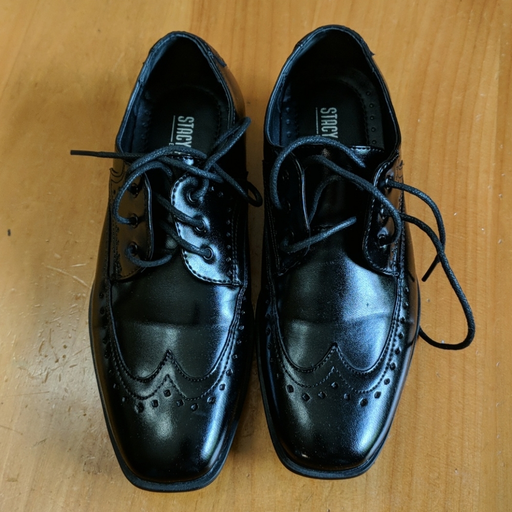 Boys Stacy Adams black dress shoes